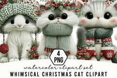 Whimsical Christmas Cat Clipart Product Image 1