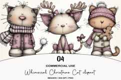 Whimsical Christmas Cat clipart Product Image 1