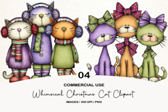 Whimsical Christmas Cat Clipart Product Image 1