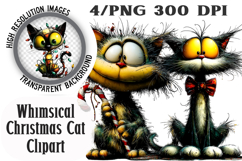 Whimsical Christmas Cat Clipart Product Image 1