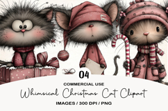 Whimsical Christmas Cat Clipart Sublimation Product Image 1