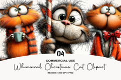 Whimsical Christmas Cat Clipart Product Image 1