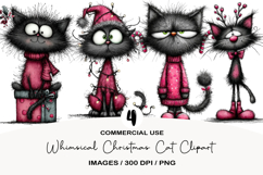 Whimsical Christmas Cat Clipart Product Image 1