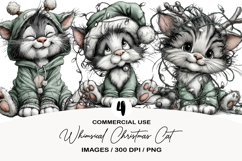 Whimsical Christmas Cat Clipart Product Image 1