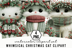 Whimsical Christmas Cat Clipart Product Image 1
