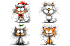 Whimsical Christmas Cat Clipart Product Image 2