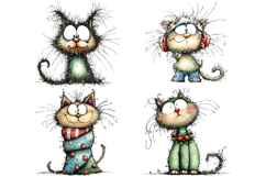 Whimsical Christmas Cat Clipart Product Image 2