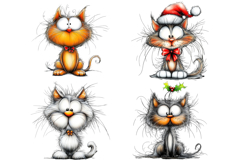 Whimsical Christmas Cat Clipart Sublimation Product Image 2