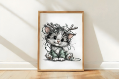 Whimsical Christmas Cat Clipart Product Image 3