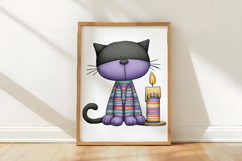 Whimsical Christmas Cat Clipart Sublimation Product Image 3