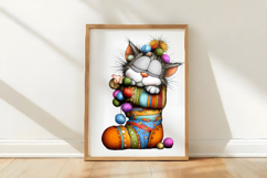 Whimsical Christmas Cat Clipart Sublimation Product Image 3