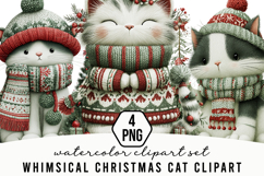 Whimsical Christmas Cat Clipart Product Image 1