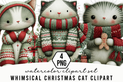 Whimsical Christmas Cat Clipart Product Image 1