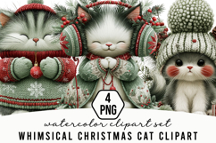 Whimsical Christmas Cat Clipart Product Image 1