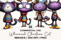 Whimsical Christmas Cat Clipart Product Image 1