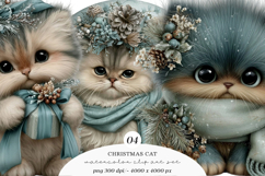 Whimsical Christmas Cat Clipart Product Image 1