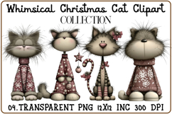 Whimsical Christmas Cat Clipart Product Image 1