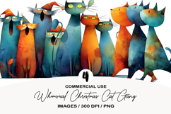 Whimsical Christmas Cat Gang Clipart Product Image 1