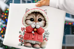 Whimsical Christmas Cats Clipart PNG | Cute Holiday Kitten Product Image 2