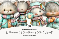 Whimsical Christmas Cats Clip Art PNG Product Image 1