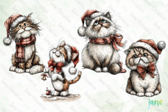 Whimsical Christmas Cats Clipart Product Image 1