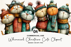 Whimsical Christmas Cats Clipart Product Image 1