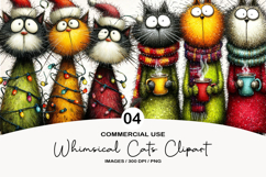 Whimsical Christmas Cats Clipart Sublimation Product Image 1