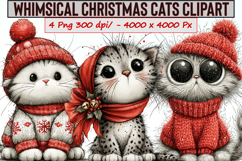 Whimsical Christmas Cats Clipart Product Image 1