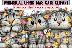 Whimsical Christmas Cats Clipart Product Image 1