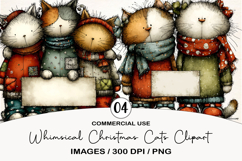 Whimsical Christmas Cats Clipart Product Image 1