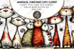 Whimsical Christmas Cats Clipart Product Image 1