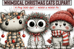 Whimsical Christmas Cats Clipart Product Image 1