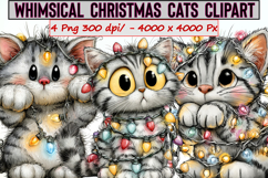 Whimsical Christmas Cats Clipart Product Image 1