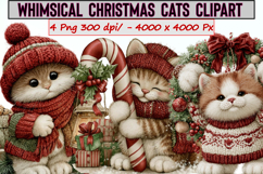 Whimsical Christmas Cats Clipart Product Image 1