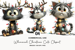 Whimsical Christmas Cats Clipart Product Image 1