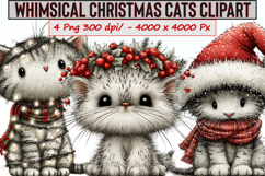 Whimsical Christmas Cats Clipart Product Image 1