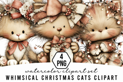 Whimsical Christmas Cats Clipart Product Image 1