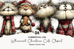 Whimsical Christmas Cats Clipart Product Image 1