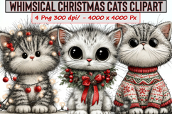 Whimsical Christmas Cats Clipart Product Image 1