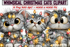Whimsical Christmas Cats Clipart Product Image 1