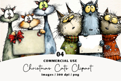 Whimsical Christmas Cats Clipart Product Image 1
