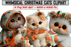 Whimsical Christmas Cats Clipart Product Image 1