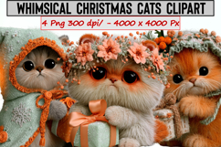 Whimsical Christmas Cats Clipart Product Image 1