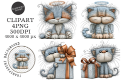 Whimsical Christmas Cats Clipart Product Image 1