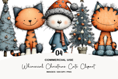 Whimsical Christmas Cats Clipart Product Image 1