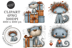 Whimsical Christmas Cats Clipart Product Image 1