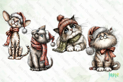 Whimsical Christmas Cats Clipart Product Image 1