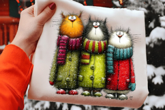 Whimsical Christmas Cats Clipart Sublimation Product Image 2