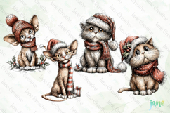 Whimsical Christmas Cats Clipart Product Image 1