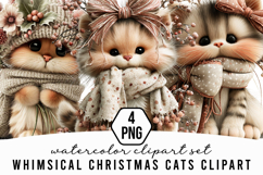 Whimsical Christmas Cats Clipart Product Image 1